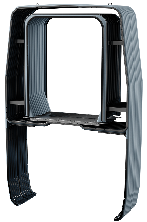 Übergangssystem für eine Monorail in der kompletten Ansicht.