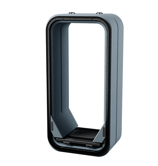 Übergangssystem für Hochgeschwindigkeitszüge in der Frontansicht.